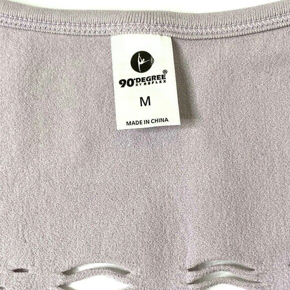 90⁰by Reflex Women's Medium Pale Lilac Sheer Textured Seamless Cut Out Tank Top - Picture 8 of 9